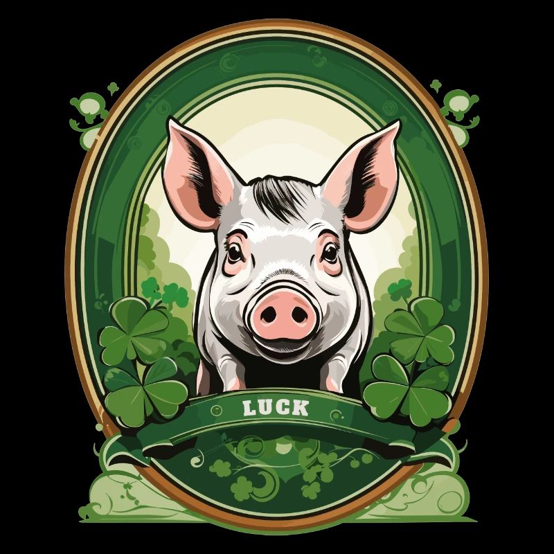 Cochon chanceux avec trèfles