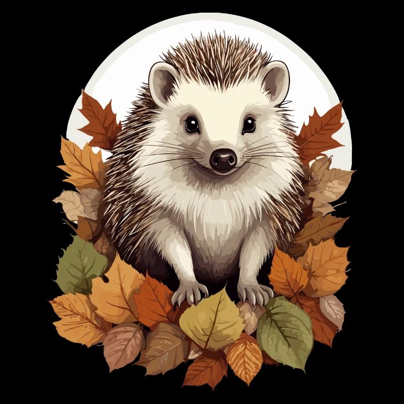 Hérisson mignon dans un tas de feuilles