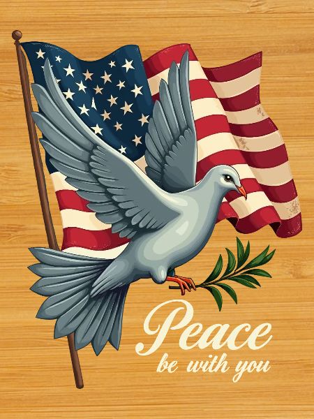 Dove of peace with flag