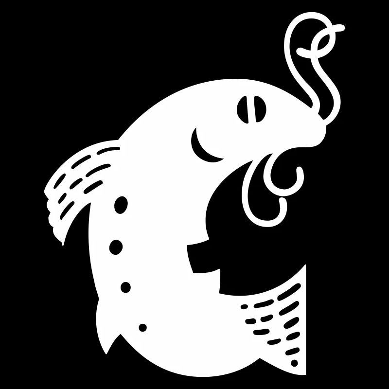 Fish on the hook white Vectorgraphic