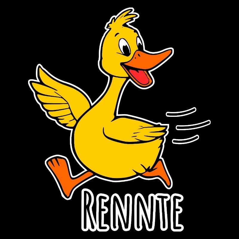 A cheerful little running duck - a race!
