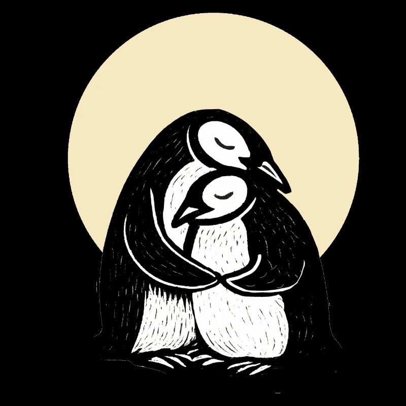 Hugging Penguins Duo