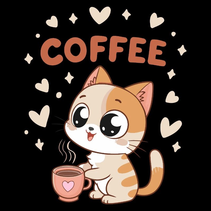 Chat Café Doux Tasse Coeur