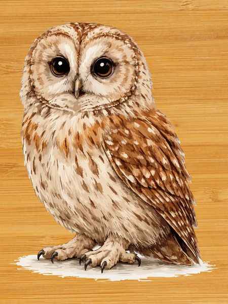 Aquarell Eule Nachtwald