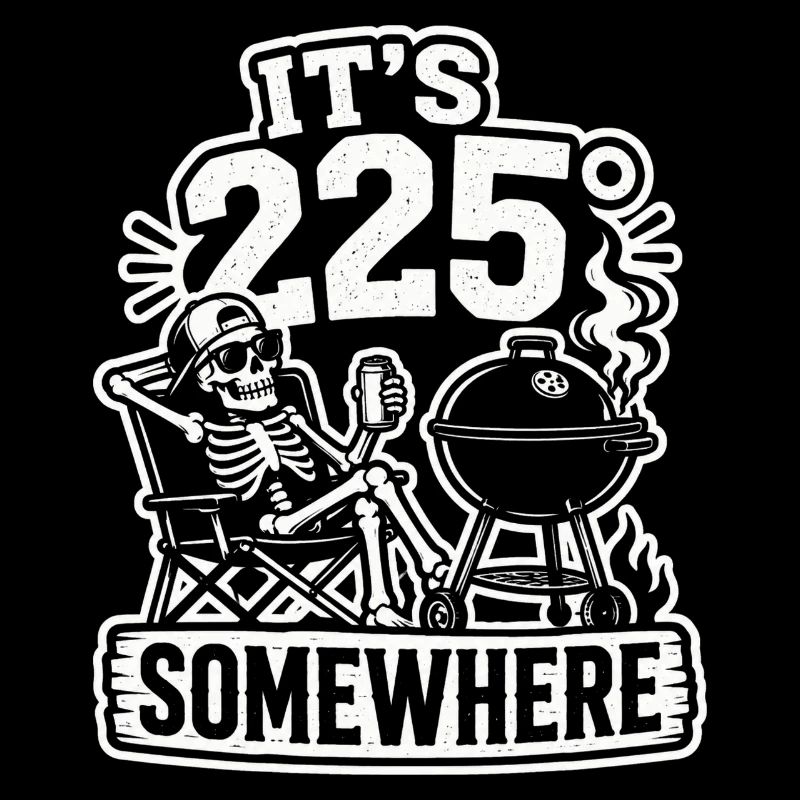 It's 225° Somewhere BBQ Grill Skeleton