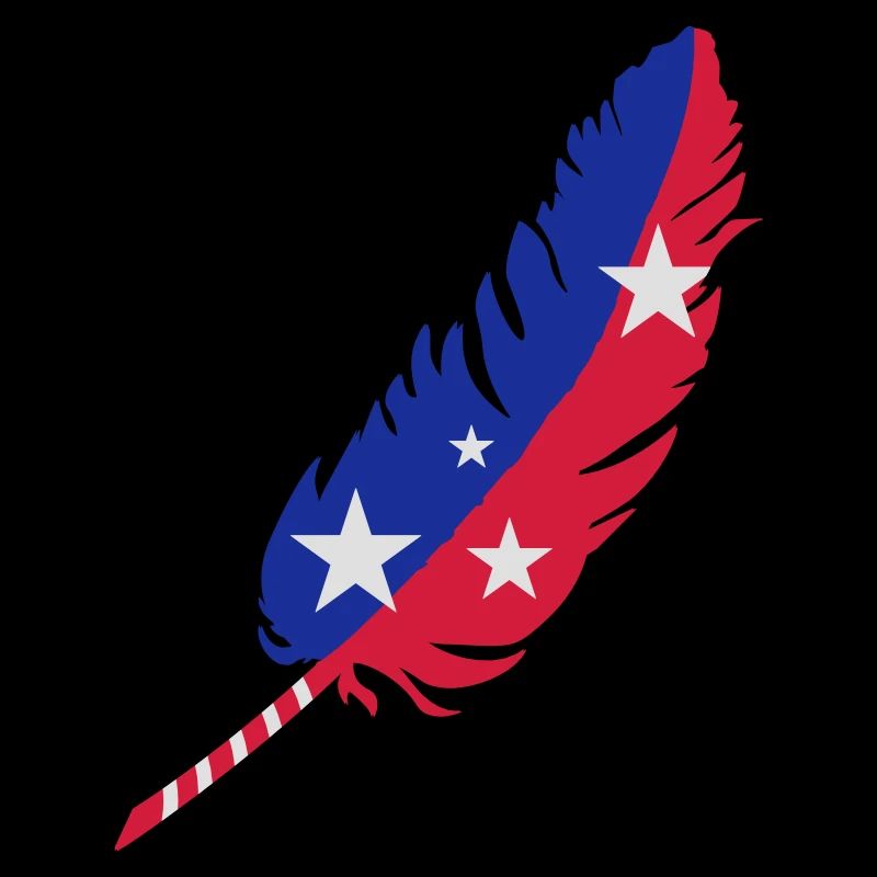 A feather-blue, red with stars