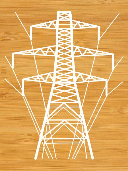 Weiße Strommast-Silhouette