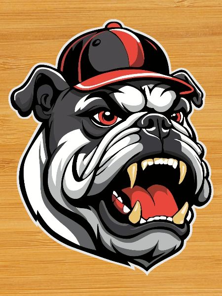 BULLDOG WITH BASEBALL CAP
