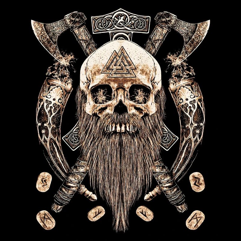 Valhalla Sigil Viking  Tête de mort Squelette Goth