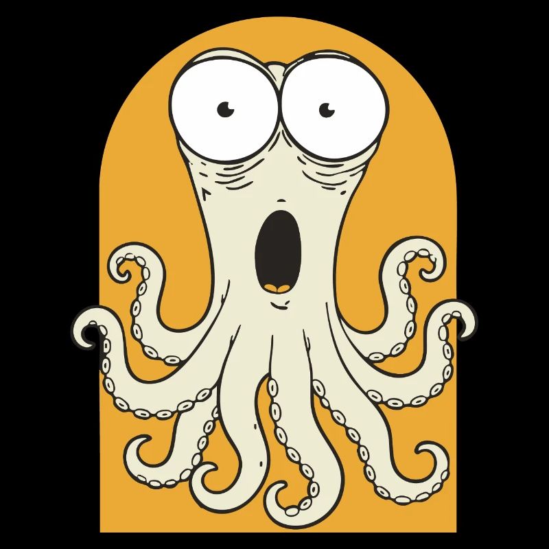 Surprised octopus on orange