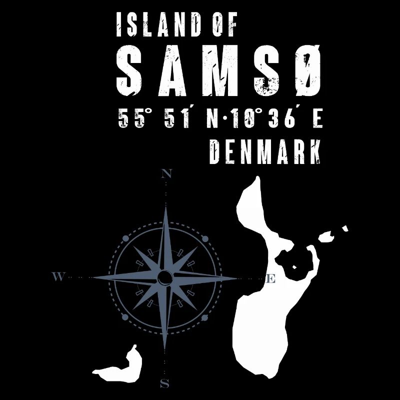 Samsø Samsoe Island Outline Boussole