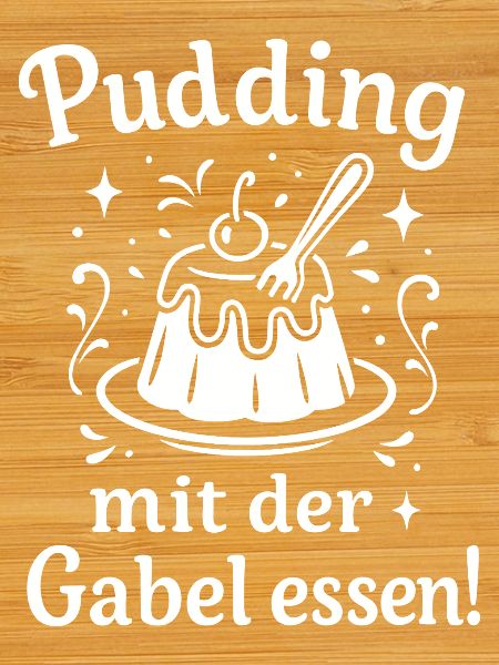 Pudding mit der Gabel Essen