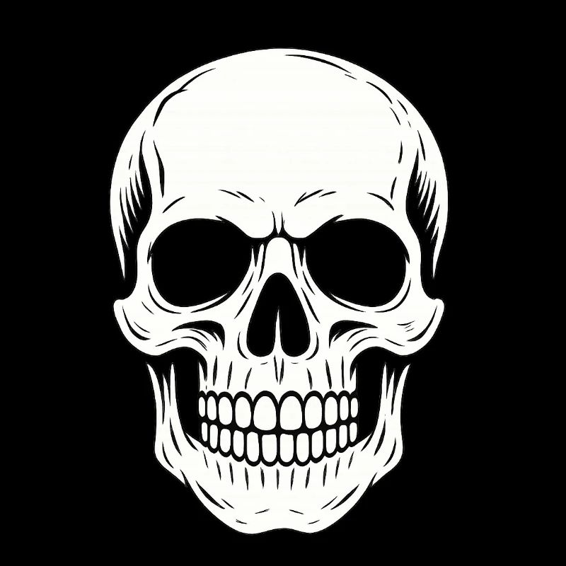 Minimalist Black Linear Skull