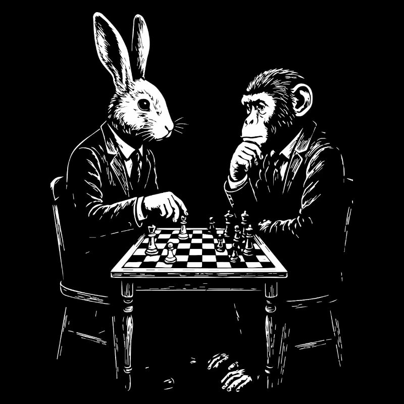 Duel d’échecs entre le lapin et le singe