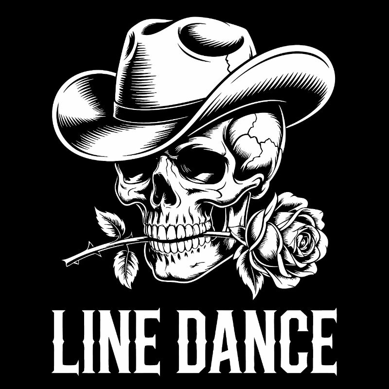 Line Dance Schädel mit Rose