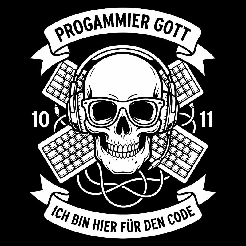 Code Schädel mit Kopfhörern