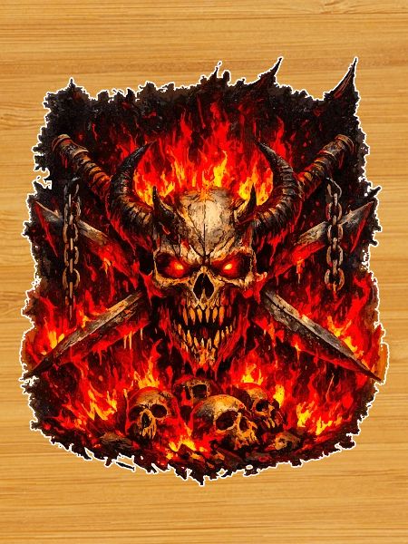 Fire Skull with Horns