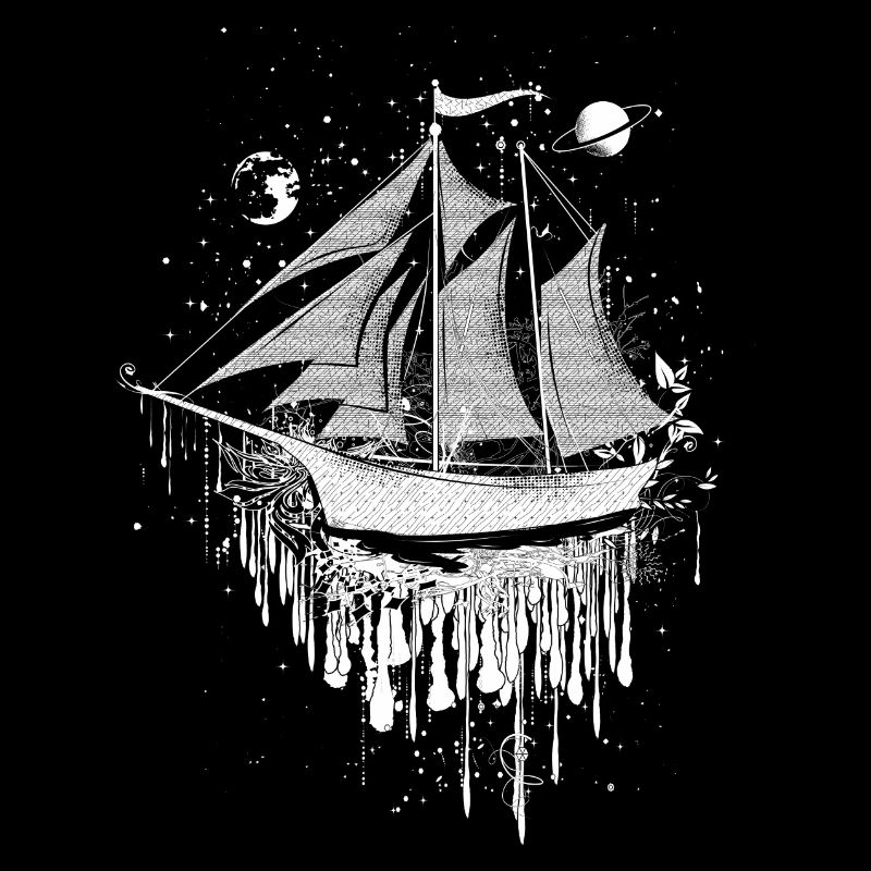 surrealistic sailing ship