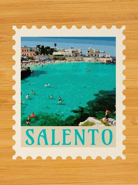 Salento Turquoise Beach Retro Poster