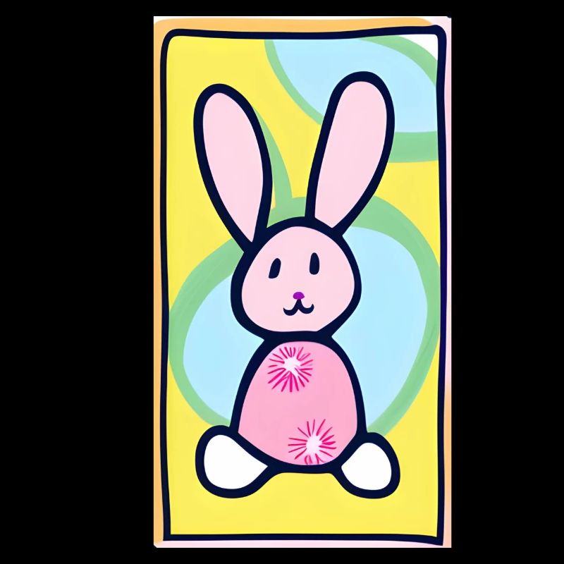 Pastel Bunny Easter Bunny on Yellow Background