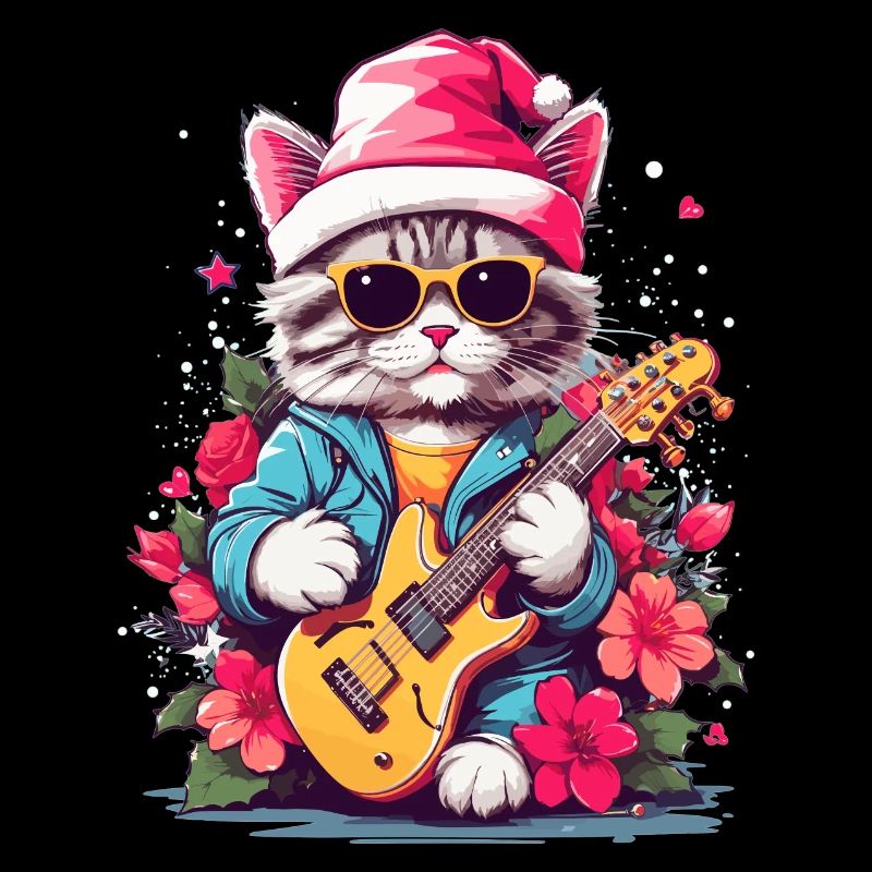 Chat mignon avec guitare