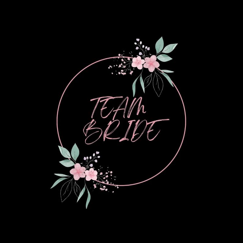 Team Bride Pink Circle Flowers Plain