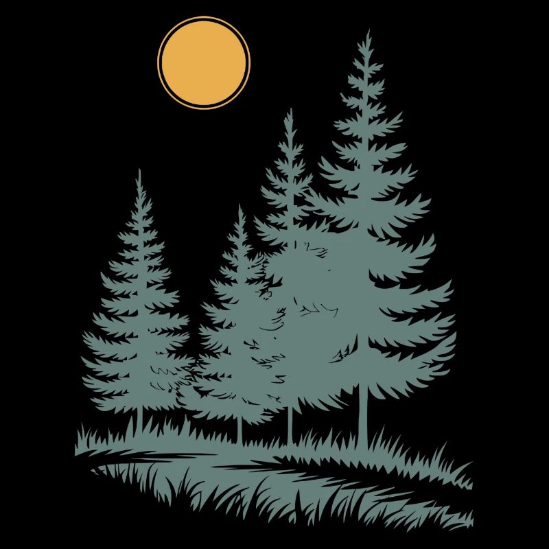 Silhouette de pin ensoleillé