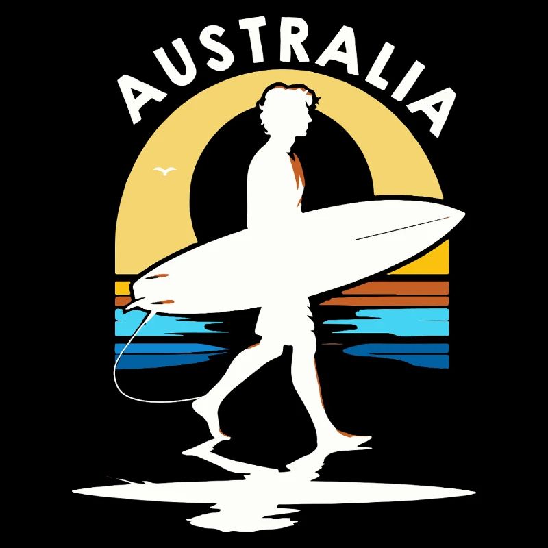 Surfeur Australie au coucher soleil