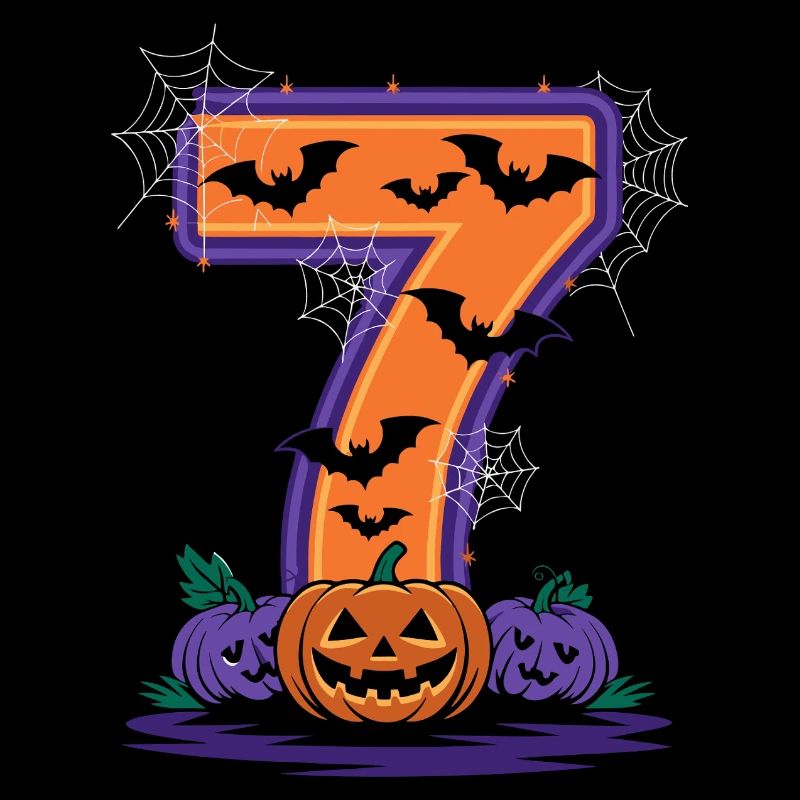 Halloween 7 Design with Pumpkins and Bats