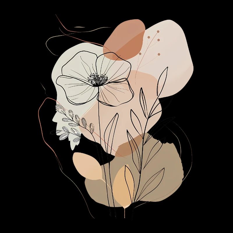 Boho Floral Line Art, Minimalist Nature Design