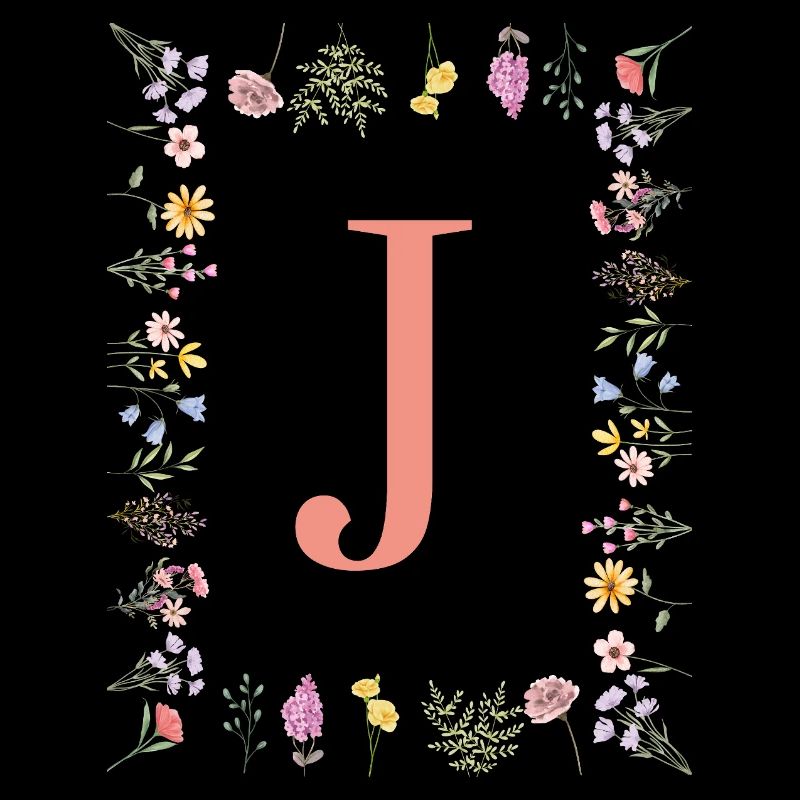 Floral Initials "J", Letters Monogram
