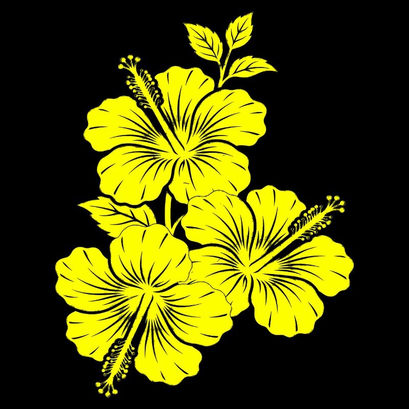 Yellow Hibiscus Triple Flower Silhouette