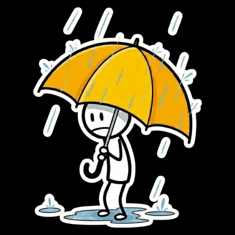 Gelber Regenschirm im Regen – Minimalstil