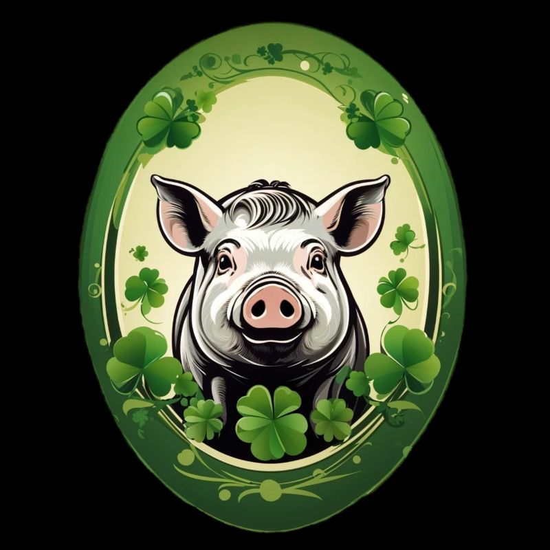 Cochon chanceux avec trèfles