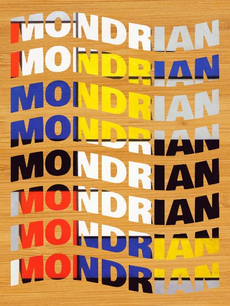 Mondrian wave text effect t-shirt