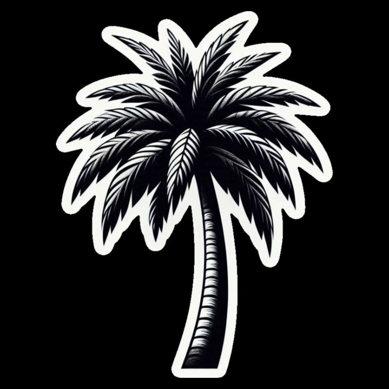 Palm tree black white