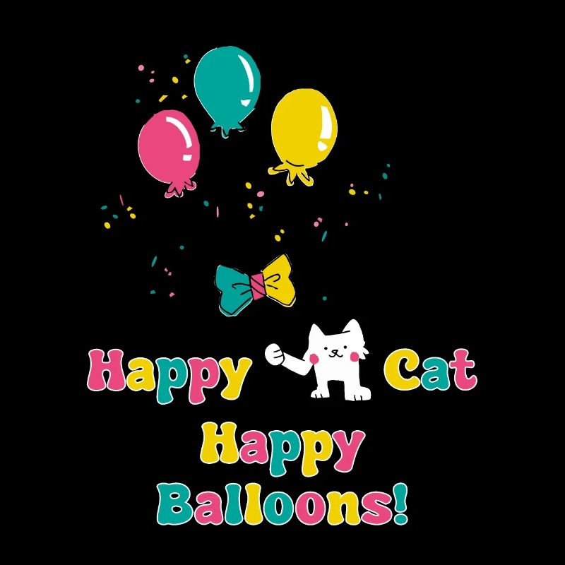 Chat heureux, baloons heureux