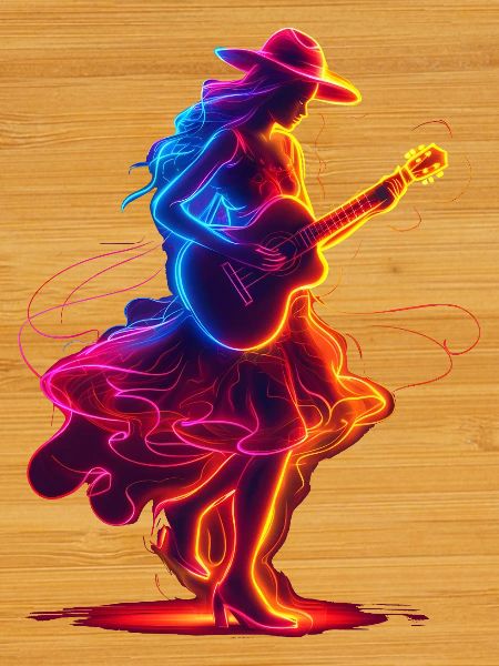Guitariste Girl Synthwave