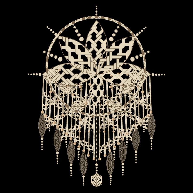 Macramé pendant with ornate knot patterns