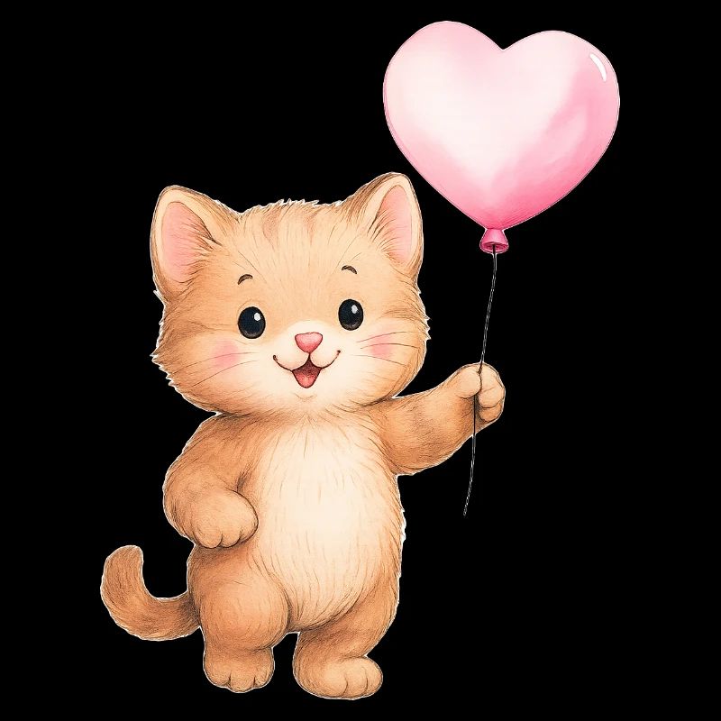 Chat Ballon Cœur