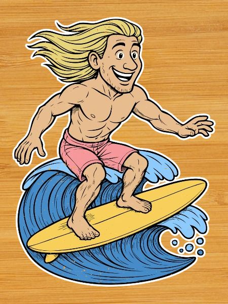 Blonde Surfer on Wave