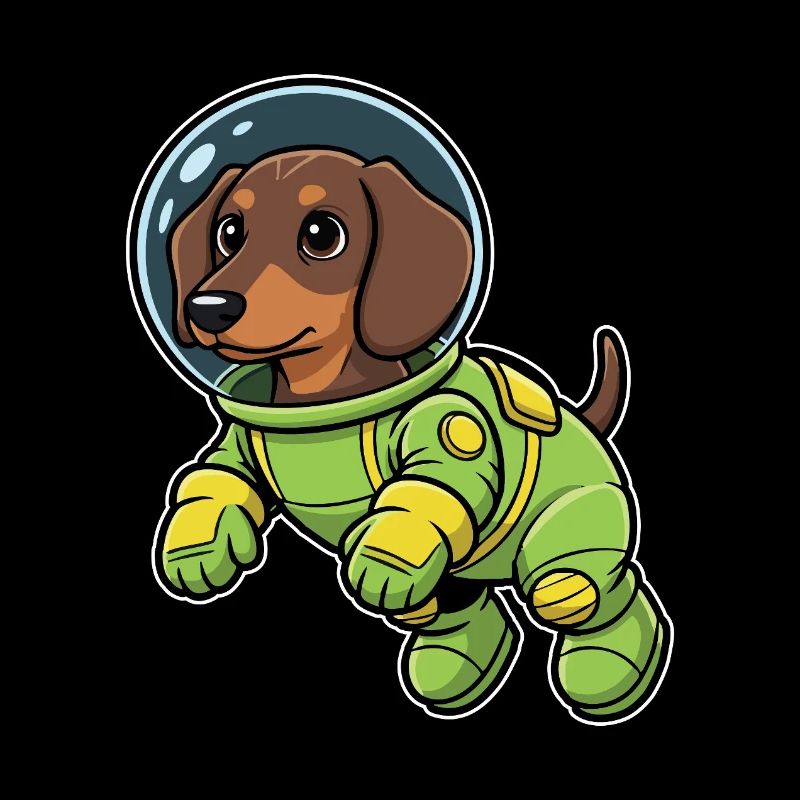 Chien Teckel Astronaute Espace Vert