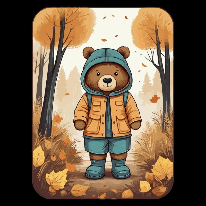 Cute bear with raincoat