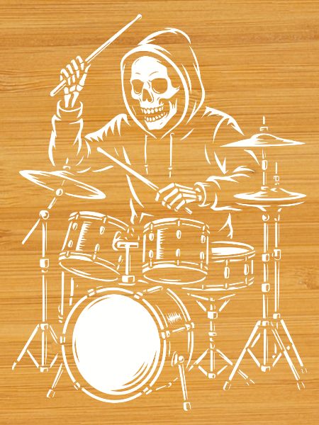 Skeleton Drummer in Hoodie