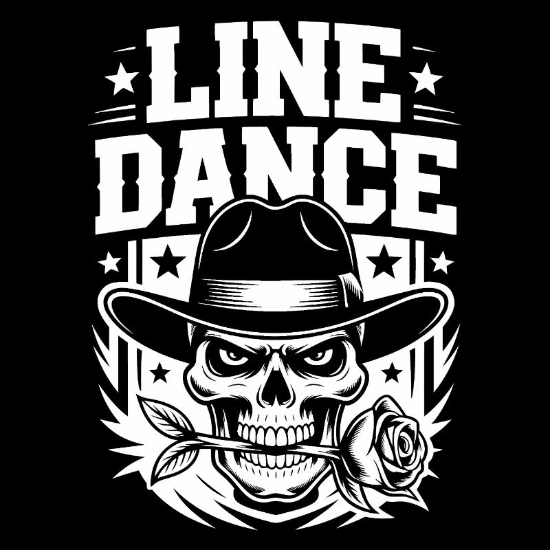 Line Dance Skelett mit Rose