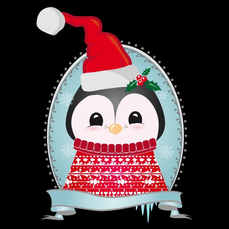 weihnachtlicher Pinguin mit Strickpullover & Mütze