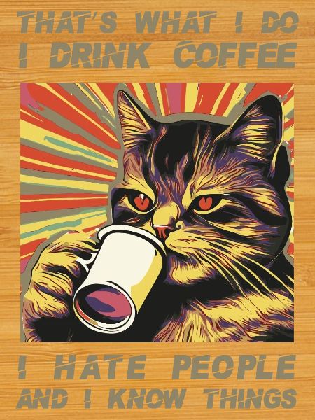 Coffee-drinking, sarcastic cat lover