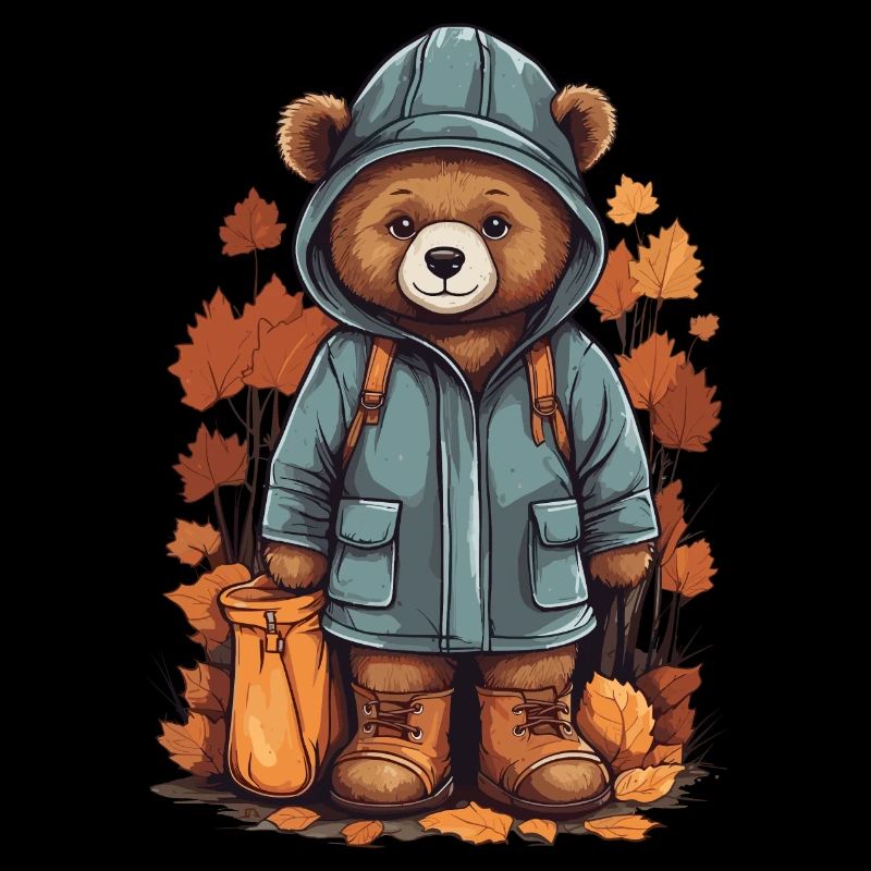 Cute bear with raincoat