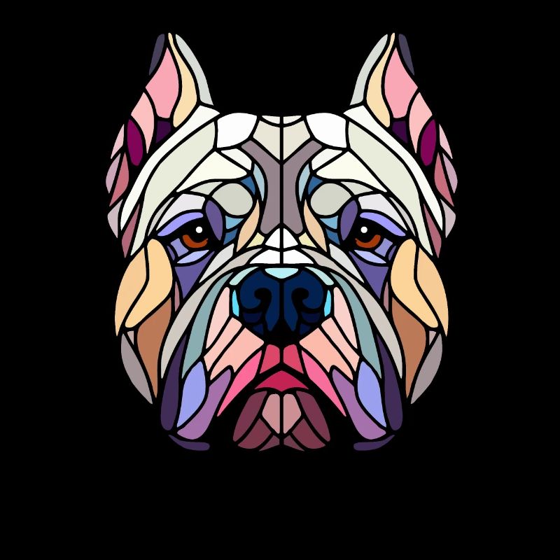 Tête american bully art géométrique, polygone