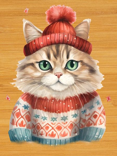 Winterkatze im Strickpullover